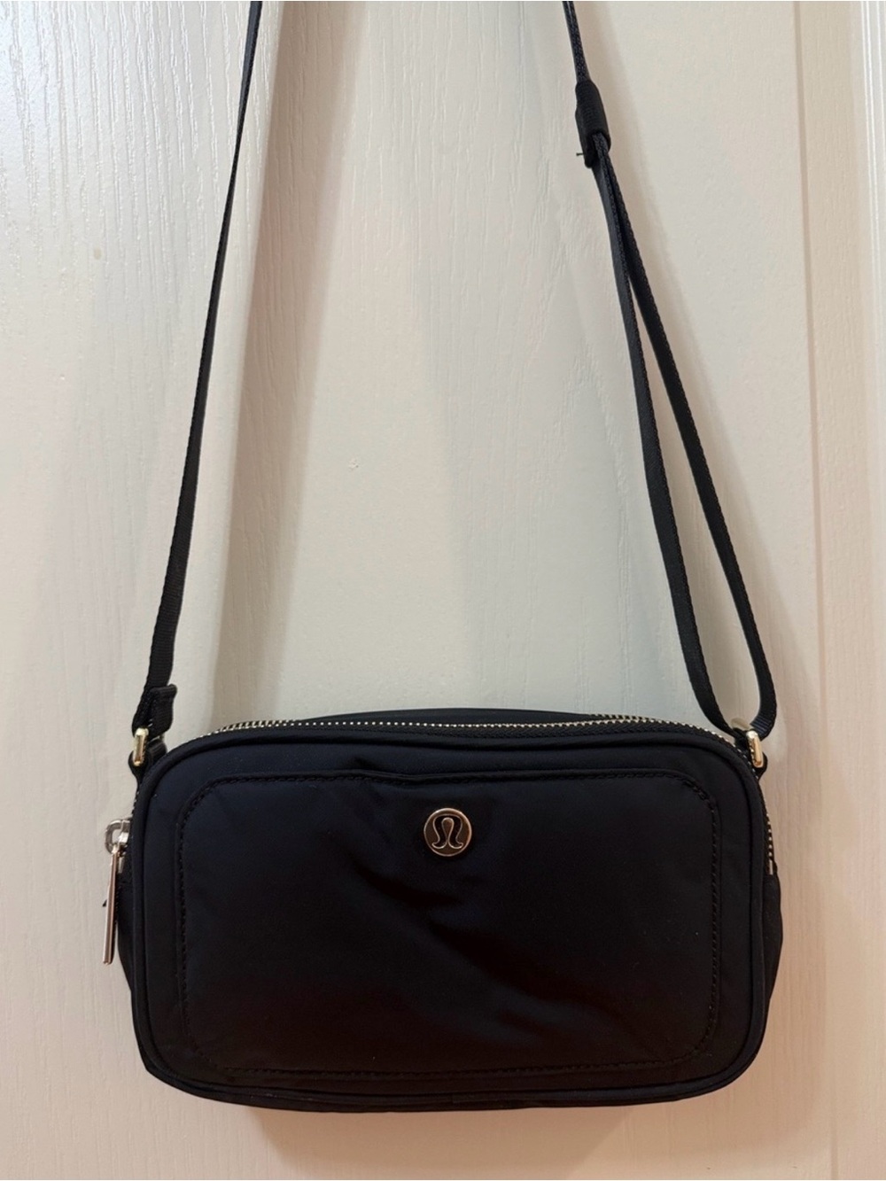 lululemon athletica Black Crossbody Pouch with Gold Accent